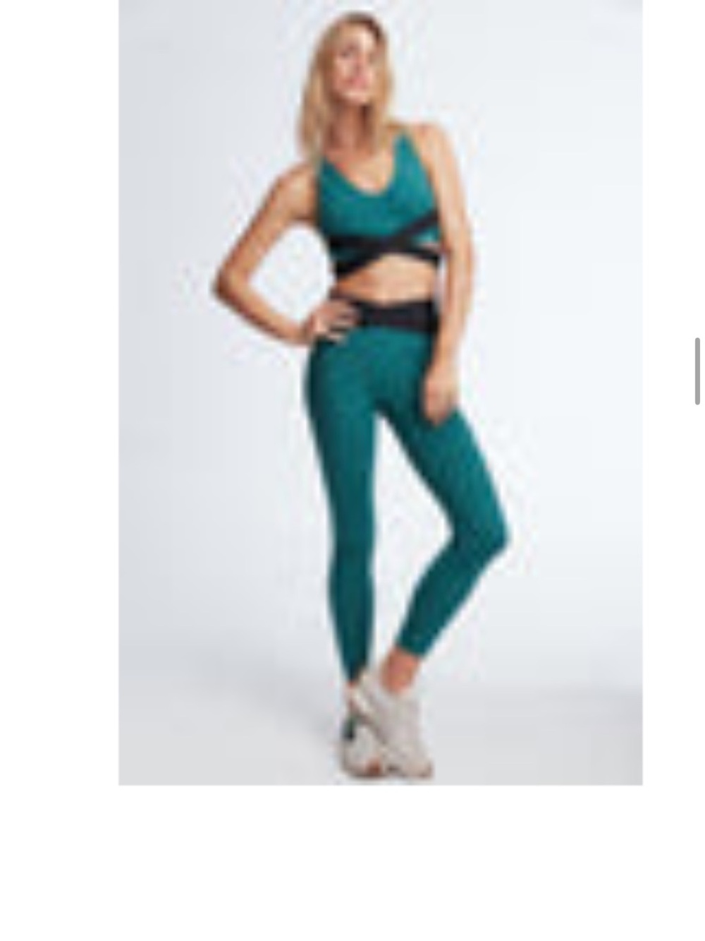 Bandier High-Rise Teal Active Leggings and Sports Bra